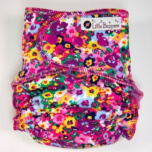 Custom Cloth Diaper or Cover Pansies You Pick Size and Style Bright Flowers Floral Diaper or Cover, Nappy or Wrap Made to Order image 1