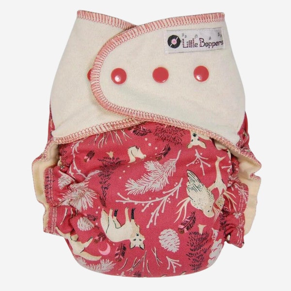 Custom Cloth Diaper or Cover - Woodland Creatures (Woven) with Hemp Jersey Stretchy Wings - Made to Order Nappy or Wrap -Pick Size - Animals