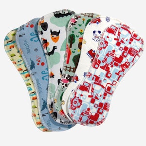 6-pack Newborn Boyish Zorb 3D Boosters for Cloth Diapers - Zorb 3D Bamboo Dimples Paired with Cute &quot;Boy&quot; Cotton Prints  - Inserts, Liners