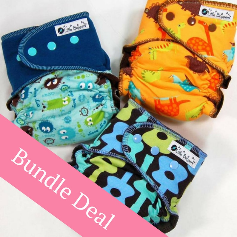 Surprise-Me Bundle of 3 Wind Pro AI2 Cloth Diapers Pack of Three Made to Order Windpro Diapers Nappies Save Money Discount Mystery image 1