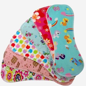 6-pack Print/Bamboo Boosters for Cloth Diapers - Heavy Bamboo Fleece - Nappy Doublers - Liners - Inserts - Pocket Stuffers -Cute Girl Prints