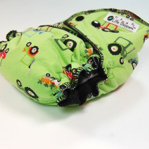 Custom Cloth Diaper or Cover Tractors You Pick Size and Style Green Farm Farmer Made to Order Nappy or Wrap image 4