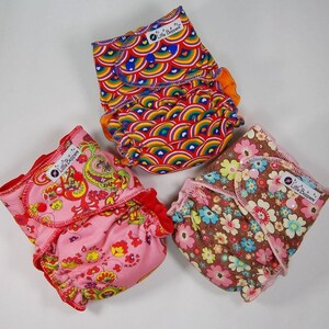 Surprise-Me Bundle COVERS: 3 Hidden-PUL COVERS for Cloth Diapers Pack of Three Made to Order Nappy Wraps Save Money Mystery Bundle image 6
