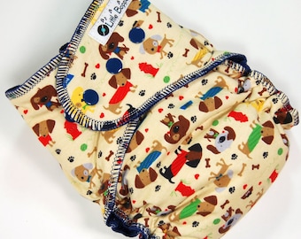 Cloth Diaper Cover (or AI2) - 15-30 lbs - Dog Park (Sand) - Size M/L - Ready to Ship - Medium Long - You Pick Cover or Diaper