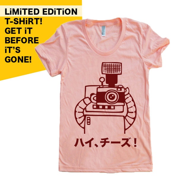 Say Cheese - Hai Cheezu - Japanese Robot Photographer - Ladies Apricot T-shirt