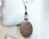 Amazonite Earrings, Long Bohemian Earrings, Oval Copper Earrings, Earthy Jewelry, Large Copper Dangle Drop Earrings, Terra Jasper