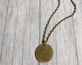 Minimal Brass Disc Necklace, Minimal, Antique Brass Layering Necklace, 18mm Disc Necklace, Layering Necklace, Stacking Necklace