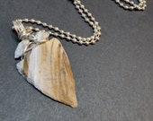 Stone Arrowhead Necklace 20 Inch Ball Chain Tribal Necklace for Men, pendant necklace, Handmade necklace, Unisex Arrow Brown Gray