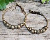 Bronze Hoop Earrings, Large Hoops, 33mm Hoops, Boho Lightweight Earrings, Bronze Hoops