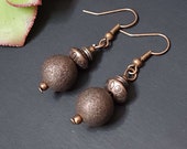 Rustic Copper Earrings, Copper Bead Earrings, Handcrafted Dangle Earrings