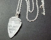 Quartz Crystal Arrowhead Necklace For Men Women, Adjustable Length Cord or Chain, Arrow Head Pendant, real Protection Stone