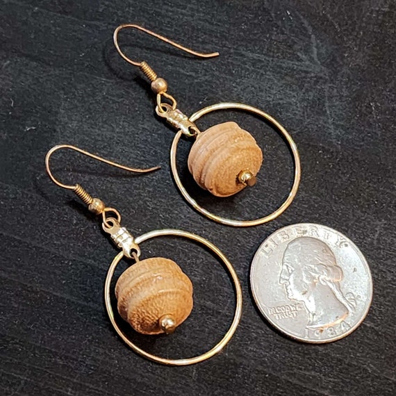 Boho Wood Hoop Earrings, 25mm Circle Earrings wit… - image 2