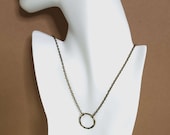 Minimal Antiqued Brass Ring Pendant Necklace, Stacking Necklace, Layering Necklace, Bronze 22mm Circle Pendant