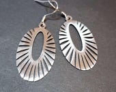 Steel Oval Earrings, Trendy Southwestern Dangle Earrings, Silver Boho Silver Every Day Earrings, 2.1 Inch Earrings