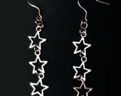 Silver Star Dangles, Stainless Steel Earrings, Hypoallergenic Earrings, Silver Simple Earrings, Minimalist Drop Earrings, Celestial Earrings