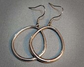 Every Day Silver Hoop Earrings, Teardrop Dangle Earrings, 1 Inch Across, Boho Minimalist Handmade Jewelry
