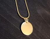 Minimal Gold Brass Disc Necklace, Delicate Layering Necklace, 16mm Disc Necklace, Stacking Necklace