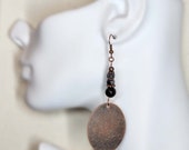 Long Boho Earrings, Oval Copper Earrings, Black Onyx Earrings, Earthy Jewelry, Large Copper Earrings Dangle Boho Large, Labradorite