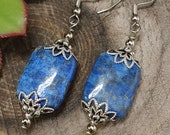Blue earrings, Lapis Lazuli Earrings, Real Stone Earrings, Rectangle, Surgical Steel, Boho Earrings, Dangle Earrings, Hypoallergenic
