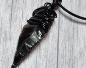 Black Obsidian Arrowhead Necklace, Tribal Necklace for Men, pendant necklace, Handmade necklace, Unisex Amulet Flawed Arrow