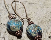 Blue Earrings Dangle, Glass Earrings, Handmade Jewelry Earrings, Long Lampwork Earrings