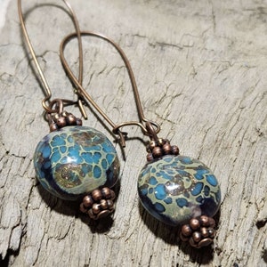 Blue Earrings Dangle, Glass Earrings, Handmade Jewelry Earrings, Long Lampwork Earrings. Oceanic Oasis: Limited Edition Boho Earrings