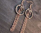 Copper Earrings, Copper Chain Earrings, Antique Copper Earrings, Chain Earrings, Copper Jewelry, Copper Dangles, 3 Inch Long Earrings