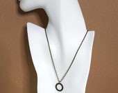 Minimal Antiqued Brass Ring Pendant Necklace, Stacking Necklace, Layering Necklace, Bronze 18mm Circle Pendant