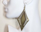 Large Art Deco Earrings, Diamond Shape Earrings, Lightweight Earrings, Womens Modern Earrings