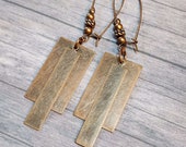 Long Geometric Earrings, 3 Inch Boho Rectangle Earrings, Large Dangle Earrings, Lightweight Earrings, Long Beaded Earrings Handmade