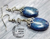 Lapis Lazuli Handmade Earrings, Blue Boho Oval Bead Earrings, Dangle Earrings for Women Drop Earrings, Surgical Steel Posts