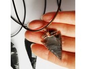 Dark Brown Protective Amulet Stone Arrowhead Necklace For Men on Brown Cord 18 to 20 Inches Adjustable Vegan Cord | Arrow Head Gypsy Boho