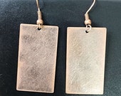 Large Copper Rectangle Earrings, Minimalist Earrings, Lightweight Earrings, Thin