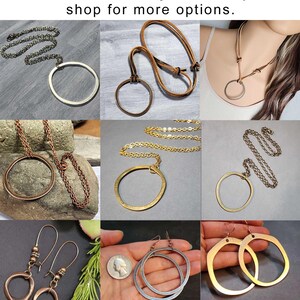 Lange antieke koperen cirkelketting: rustieke boho-hanger afbeelding 4