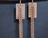 Copper Earrings, Rectangle Copper Chain Earrings, Antique Copper Earrings, Chain Earrings, Copper Jewelry, Copper Dangles, Long Earrings