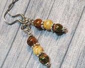 Silver and Gemstone earrings, Unakite Yellow Onyx Boulder Opal, leverback or french wire, Small Boho Dainty Lightweight Dangle Earrings