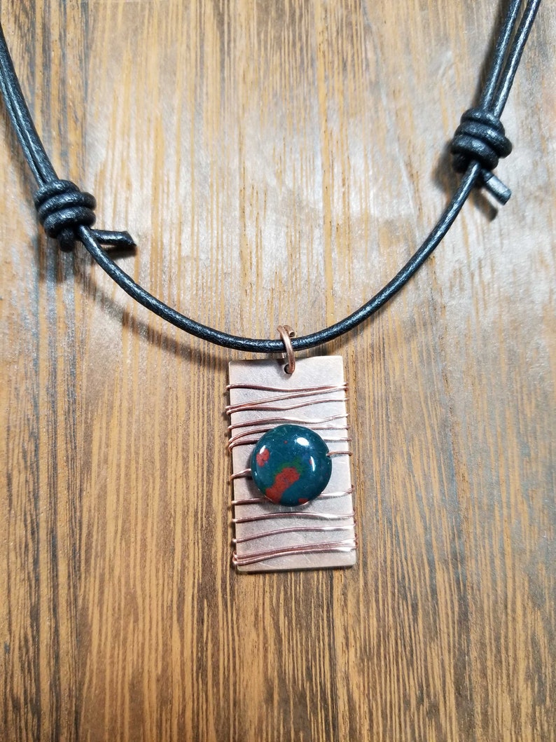 Copper and Green Bloodstone Necklace 