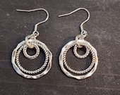 Silver Hoop Earrings, Circles Dangle Earrings, Womens Drop Earrings, Mens Hoops