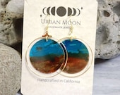 Large Copper Disc Earrings, Large Handpainted Copper 40mm Circle Earrings, Round Dangle Earrings, Lightweight Earrings, Minimalist