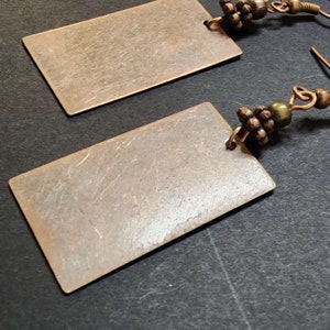 Boho Copper Earrings, Minimalist Earrings, Lightweight Rectangle Earrings with Beads, Womens Earrings, Geometric Earrings image 2