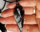 Black Obsidian Protection Stone Arrowhead Necklace For Men on Black Adjustable Length Cord Arrow Head Pendant for Men real