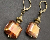 Vintage Bead Glass Earrings, Boho Earrings, Handmade Dangle Earrings