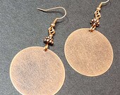 Large Copper Disc Earrings Handcrafted Boho, Copper 33mm Circle Earrings, Round Dangle Drop Lightweight Earrings
