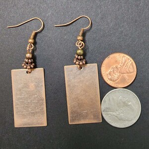 Boho Copper Earrings, Minimalist Earrings, Lightweight Rectangle Earrings with Beads, Womens Earrings, Geometric Earrings image 9