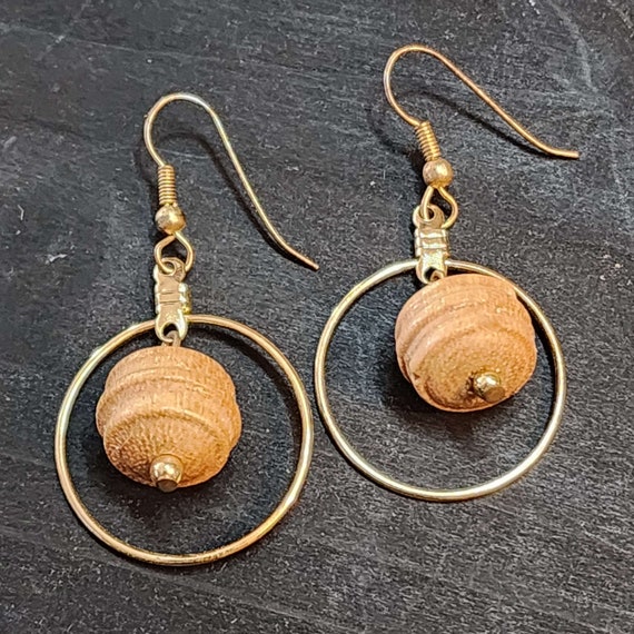 Boho Wood Hoop Earrings, 25mm Circle Earrings wit… - image 3