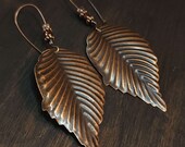 Nature Lover Leaf Earrings, 3.5 Inch Large Copper Earrings, Lightweight Earrings, Dangle Drop Earrings