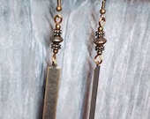Minimalist Earrings, Long Copper Earrings, Rectangle Lightweight Boho Trendy Womens Earrings