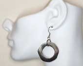 Silver Circle Earrings | Round Dangle Earrings | Minimalist Earrings