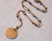 Minimal Copper Disc Necklace, Delicate Antique Copper Layering Necklace, 17mm Disc Necklace, Layering Necklace, Stacking Necklace