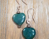Copper And Green Bloodstone Heart Earrings | Womens India Bloodstone Heliotrope Earrings with Red Speckles